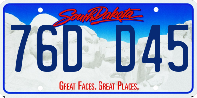 SD license plate 76DD45