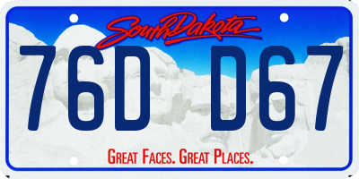 SD license plate 76DD67