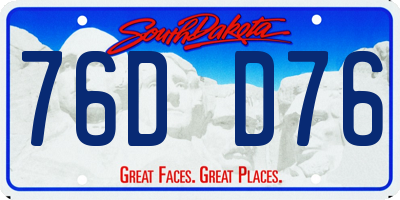 SD license plate 76DD76
