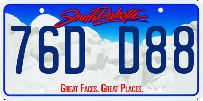 SD license plate 76DD88