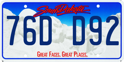 SD license plate 76DD92