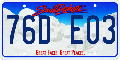 SD license plate 76DE03