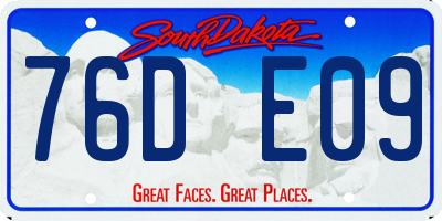 SD license plate 76DE09