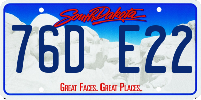 SD license plate 76DE22