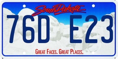 SD license plate 76DE23