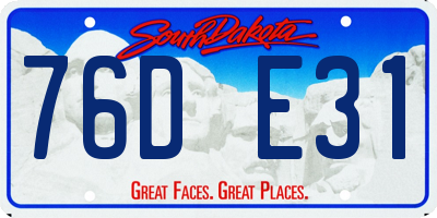 SD license plate 76DE31