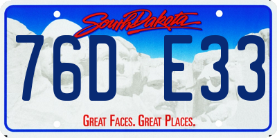 SD license plate 76DE33