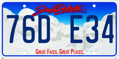 SD license plate 76DE34