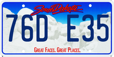 SD license plate 76DE35