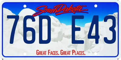 SD license plate 76DE43