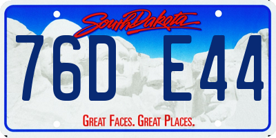 SD license plate 76DE44