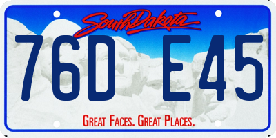 SD license plate 76DE45