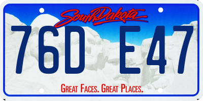 SD license plate 76DE47