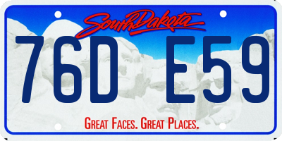 SD license plate 76DE59