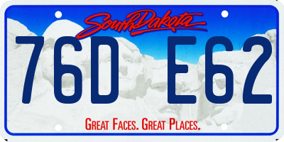 SD license plate 76DE62