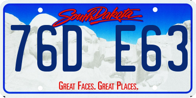 SD license plate 76DE63
