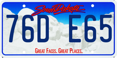 SD license plate 76DE65