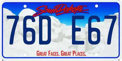 SD license plate 76DE67
