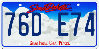 SD license plate 76DE74
