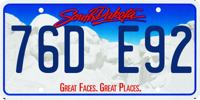 SD license plate 76DE92