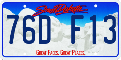 SD license plate 76DF13
