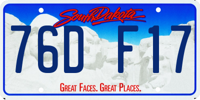 SD license plate 76DF17
