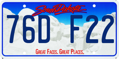SD license plate 76DF22