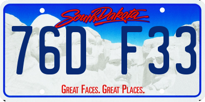 SD license plate 76DF33