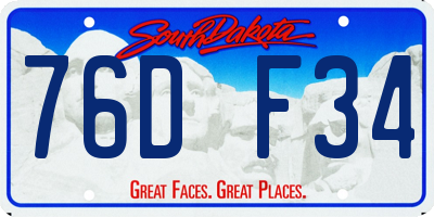 SD license plate 76DF34
