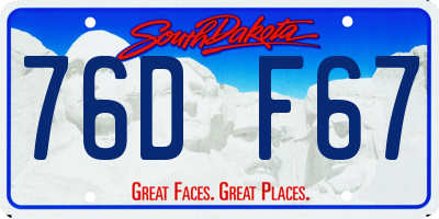 SD license plate 76DF67