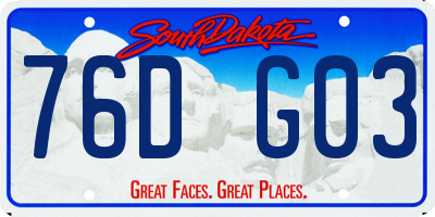 SD license plate 76DG03