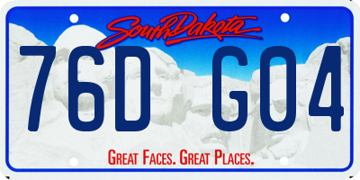 SD license plate 76DG04