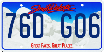 SD license plate 76DG06