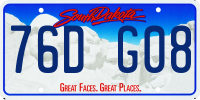 SD license plate 76DG08