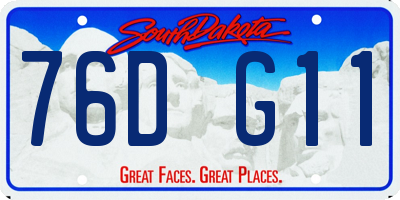SD license plate 76DG11