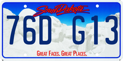 SD license plate 76DG13