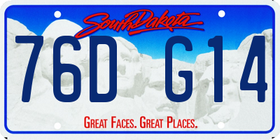 SD license plate 76DG14