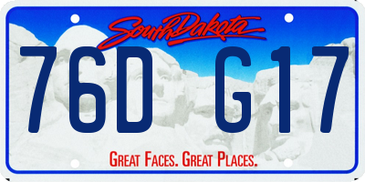 SD license plate 76DG17