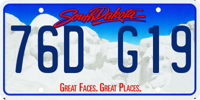 SD license plate 76DG19