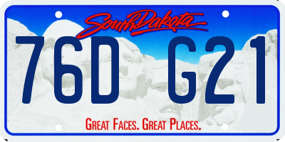 SD license plate 76DG21