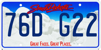 SD license plate 76DG22