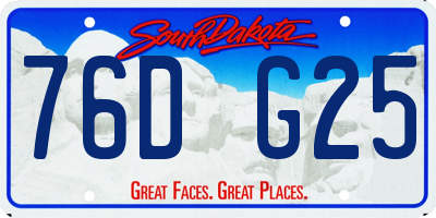 SD license plate 76DG25