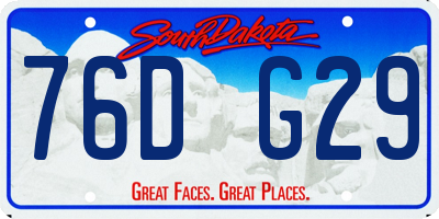 SD license plate 76DG29