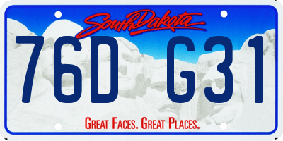 SD license plate 76DG31