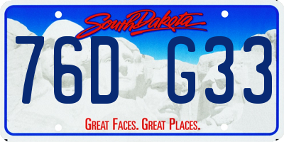 SD license plate 76DG33