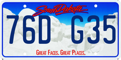 SD license plate 76DG35