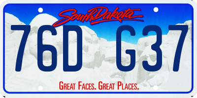 SD license plate 76DG37