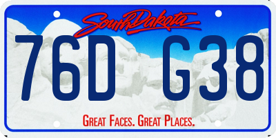 SD license plate 76DG38