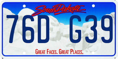 SD license plate 76DG39