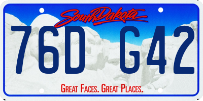 SD license plate 76DG42